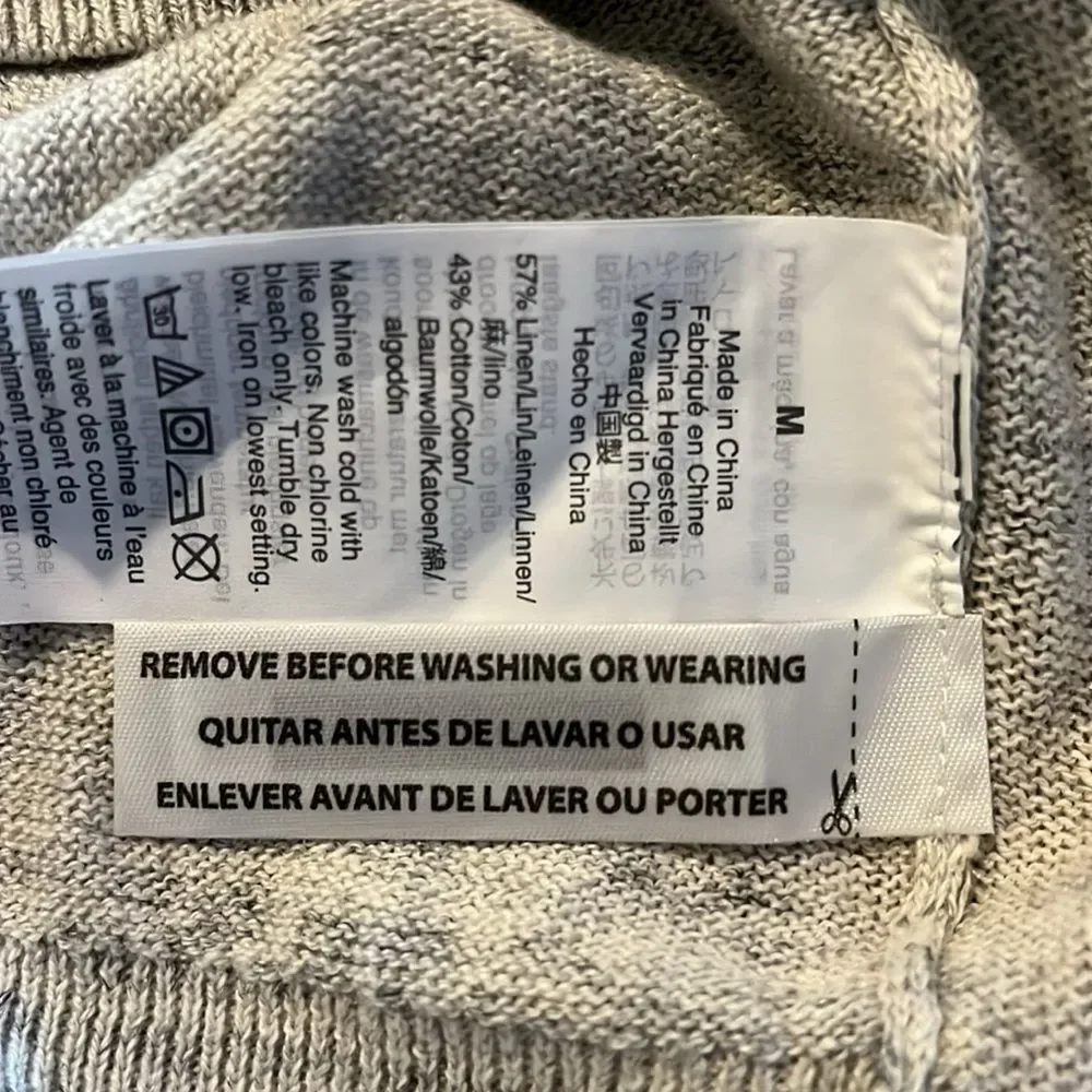 J Crew men's Medium linen and cotton blend crewneck sweater Gray Beige